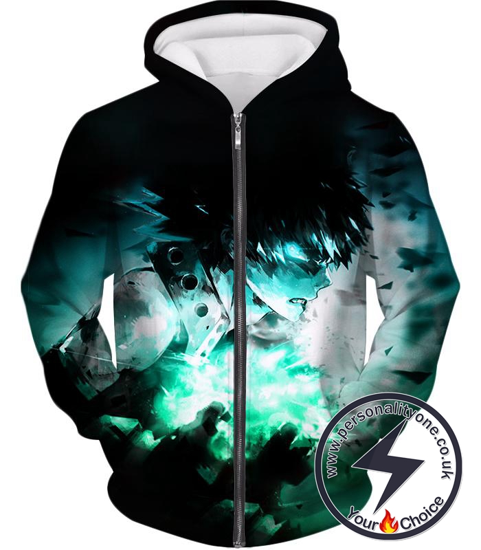 My Hero Academia Furious Katsuki Bakugo Action Black Zip Up Hoodie